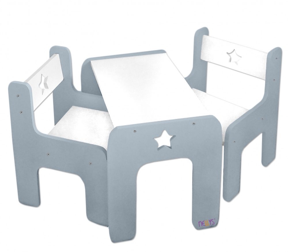 Levně NELLYS Sada nábytku Star - Stůl + 2 x židle - šedá s bílou