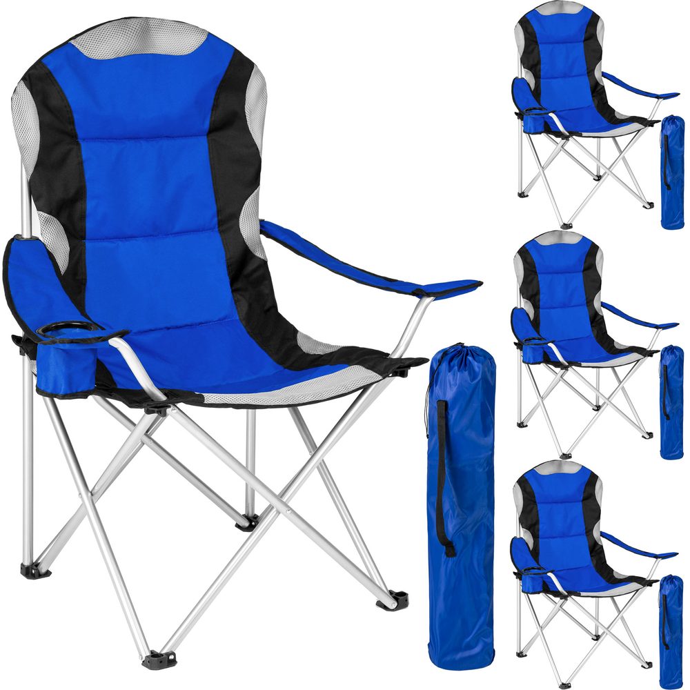 tectake 401297 4 kempingové židle polstrované - modrá - modrá