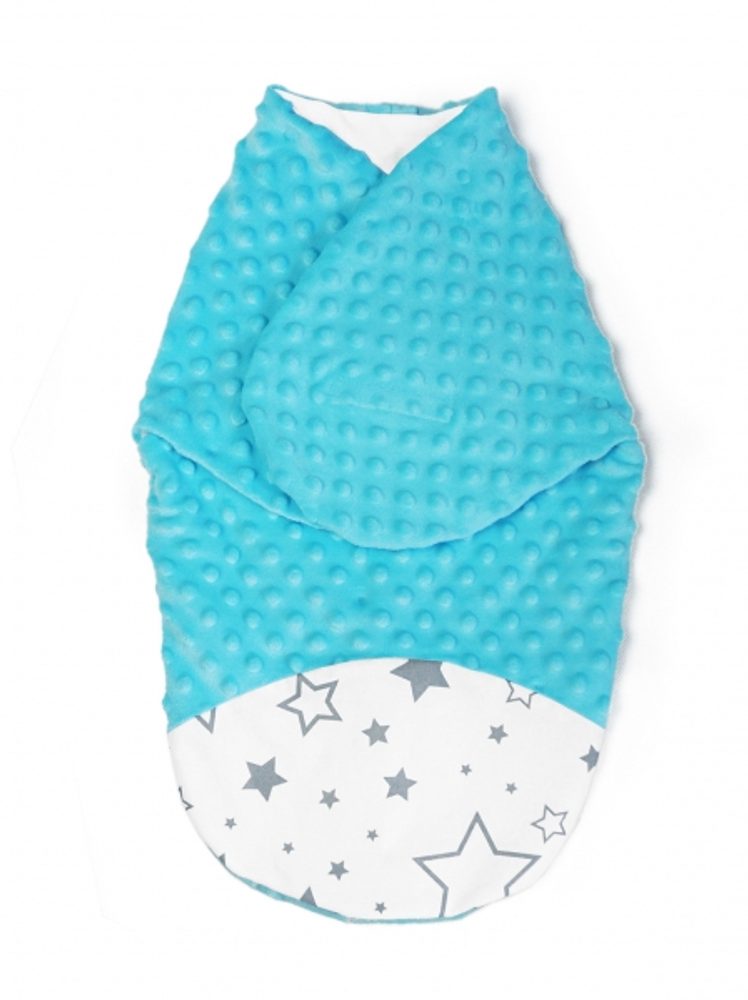 Baby Nellys Zavinovačka, spacáček s minky, 0-6m - Hvězdy a hvězdičky, minky tyrkys