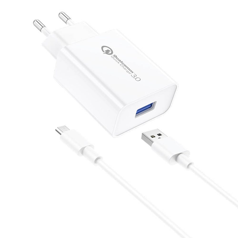 Foneng Nástěnná nabíječka Foneng EU13 + kabel USB na Micro USB, 3A (bílá)