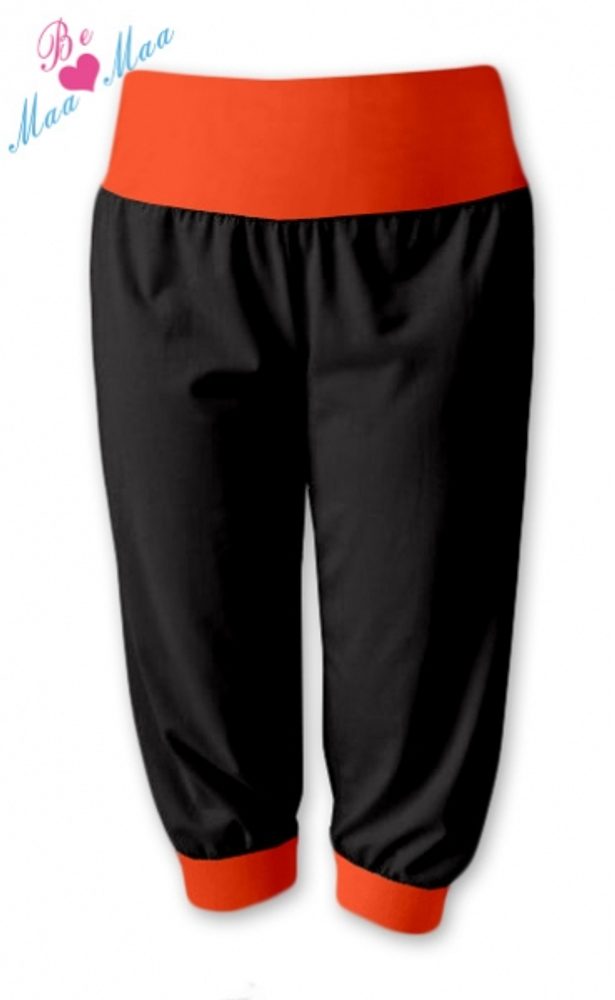 Be MaaMaa Sportovní 3/4 legíny CAPRI - černé/oranž - L/XL