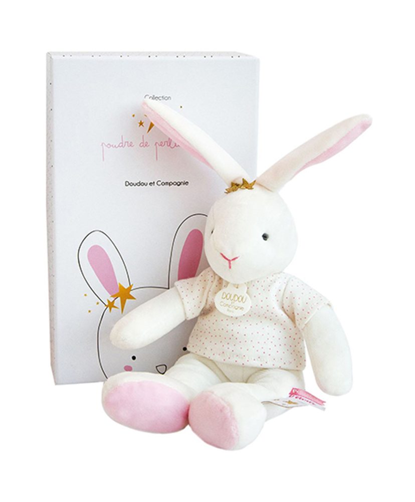 Doudou et Compagnie Paris Doudou Plyšová hračka růžový zajíček - hvězda 25 cm