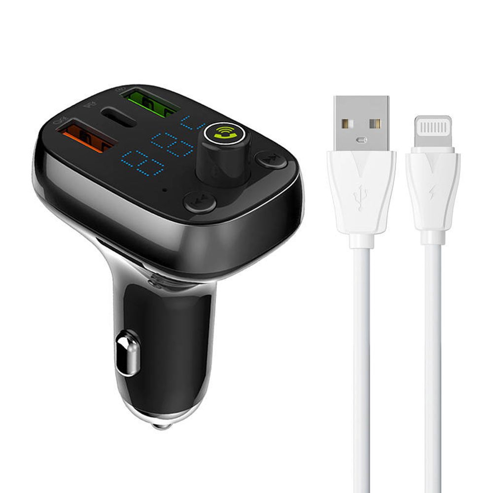 LDNIO Bluetooth C704Q 2USB, USB-C Vysílač FM + Lightning kabel