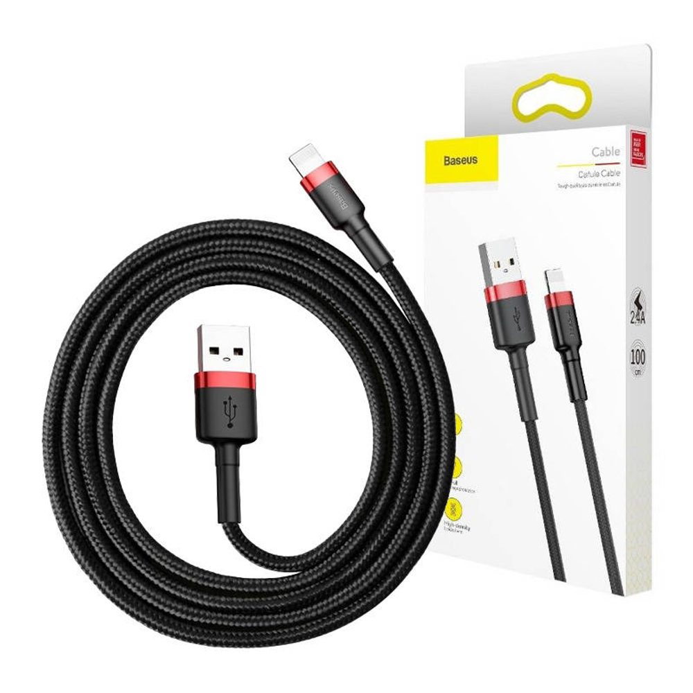 Baseus Kabel Baseus Cafule USB Lightning 2A 3m (černý červený)