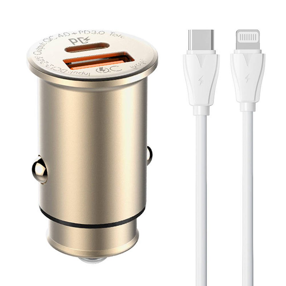 LDNIO C506Q USB, USB-C nabíječka do auta + kabel USB-C - Lightning