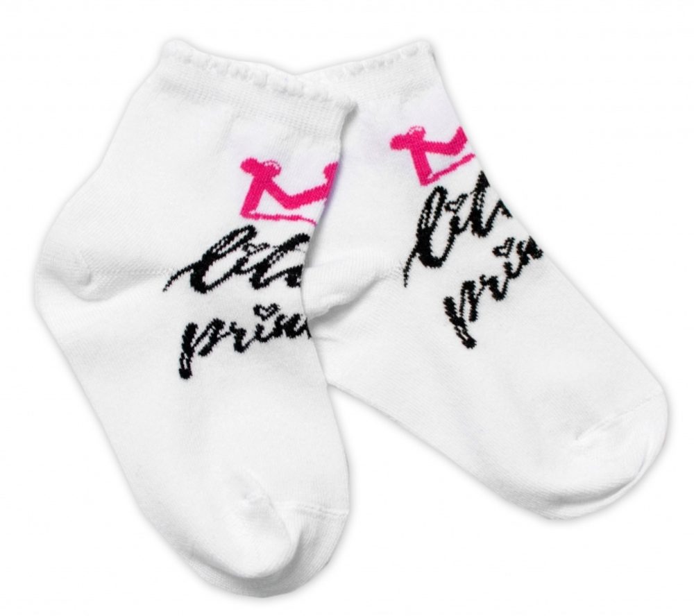 Baby Nellys Bavlněné ponožky Little princess - bílé, vel. 104/116 - 104-116 (4-6r)