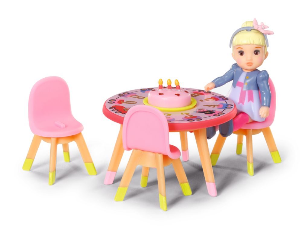 Zapf BABY born Minis Sada s narozeninovým stolem, židličkami a panenkou