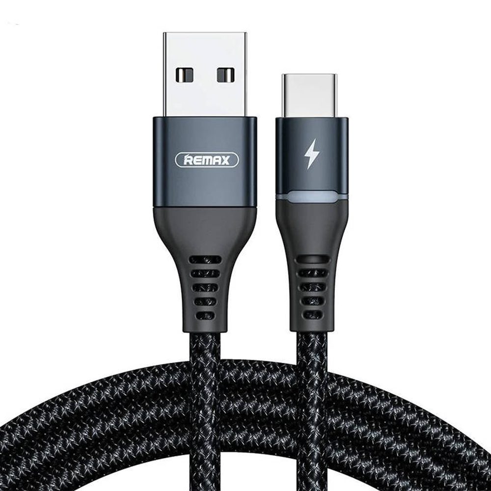 Remax Kabel USB-C Remax Colorful Light, 1 m, 2,4 A (černý)