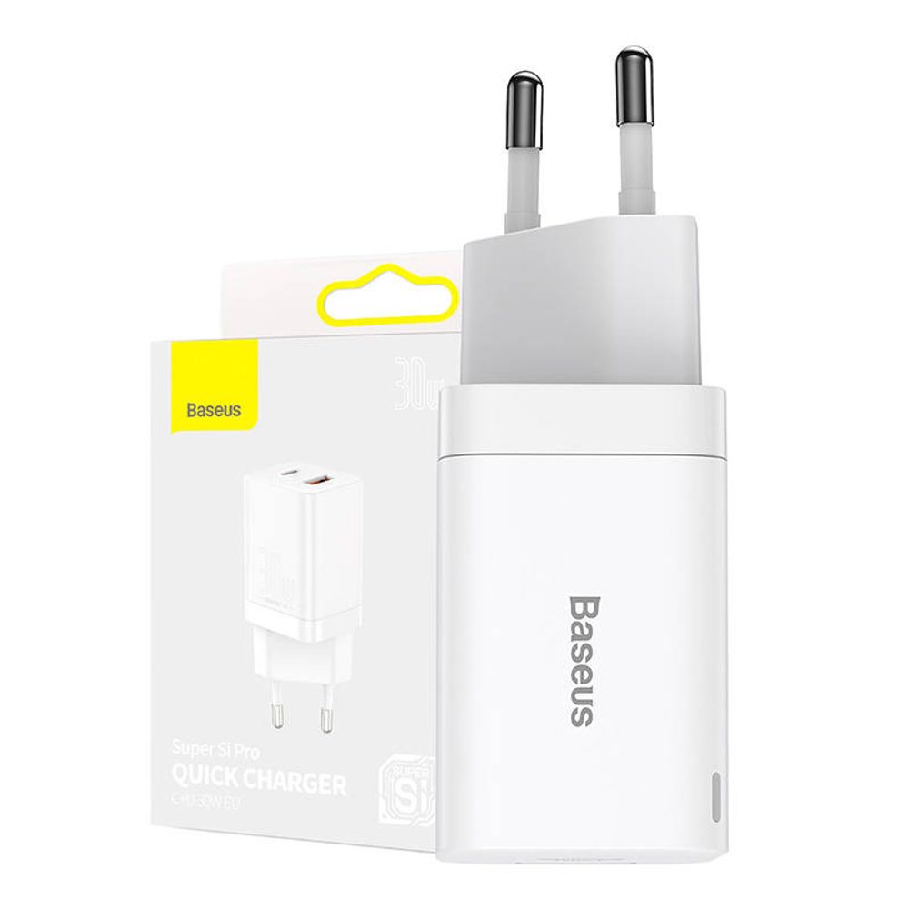 Baseus Rychlonabíječka Baseus Super Si Pro USB + USB-C 30 W (bílá)