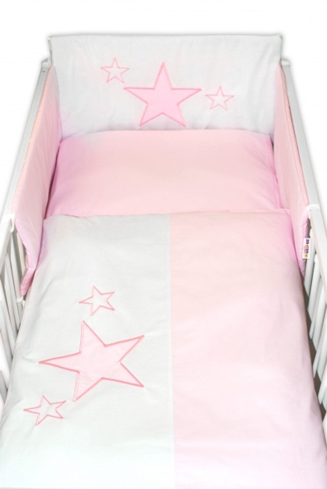 Baby Nellys Mantinel s povlečením Baby Stars - růžový - 120x90