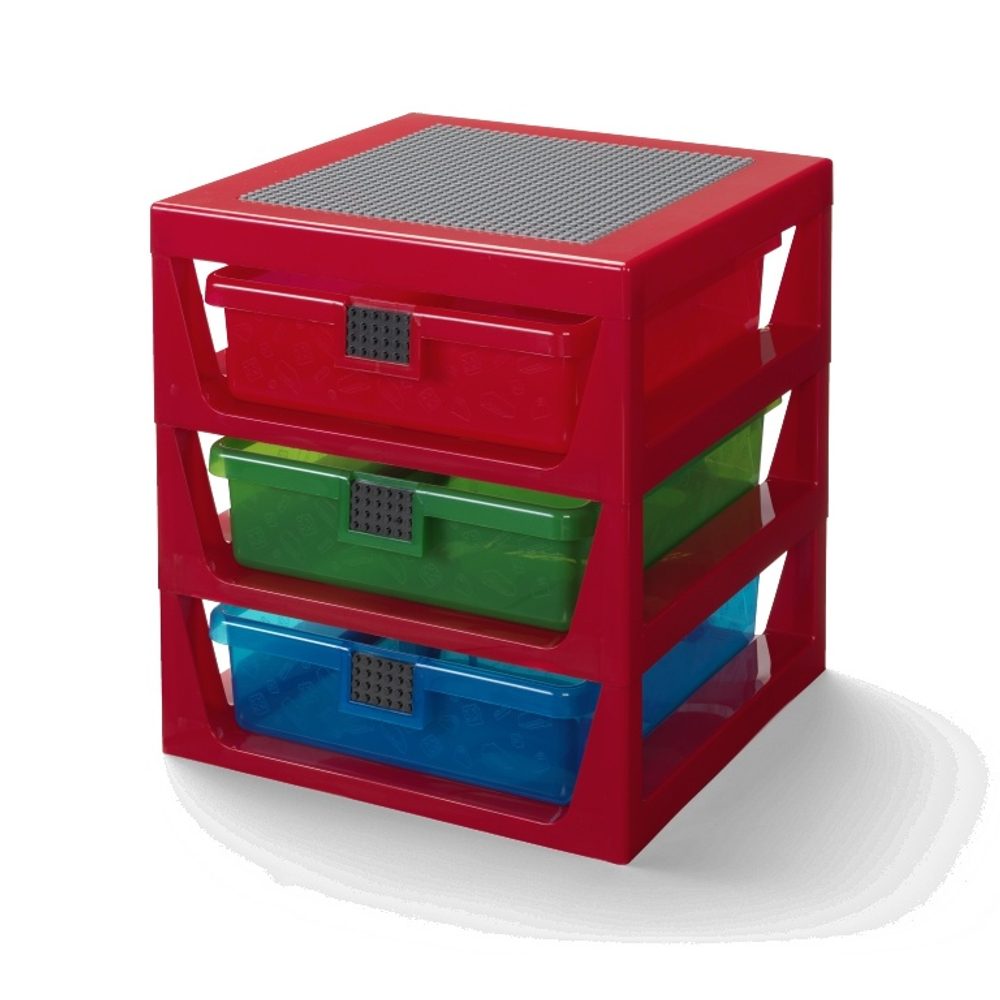 LEGO storage (ROOM) LEGO organizér se třemi zásuvkami - červená