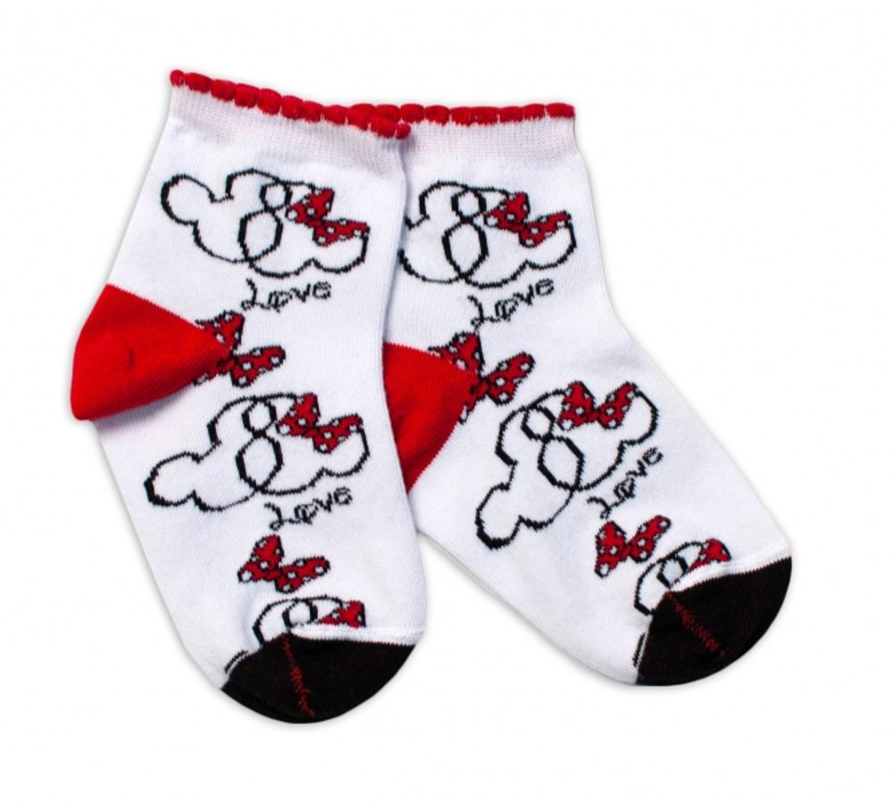 Baby Nellys Bavlněné ponožky Minnie Love - bílé - 122-128 (6-8r)