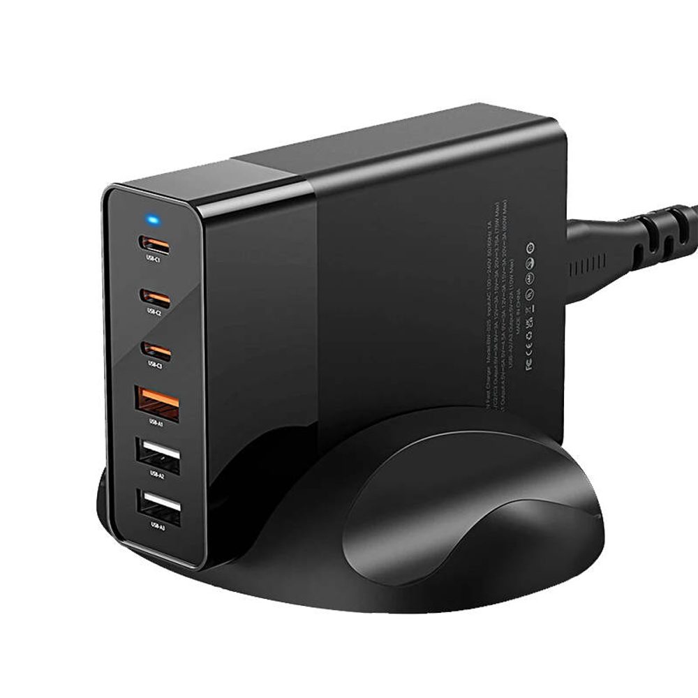 BlitzWolf Nástěnná nabíječka Blitzwolf BW-S25, 75W, 3x USB + 3x USB-C (černá)