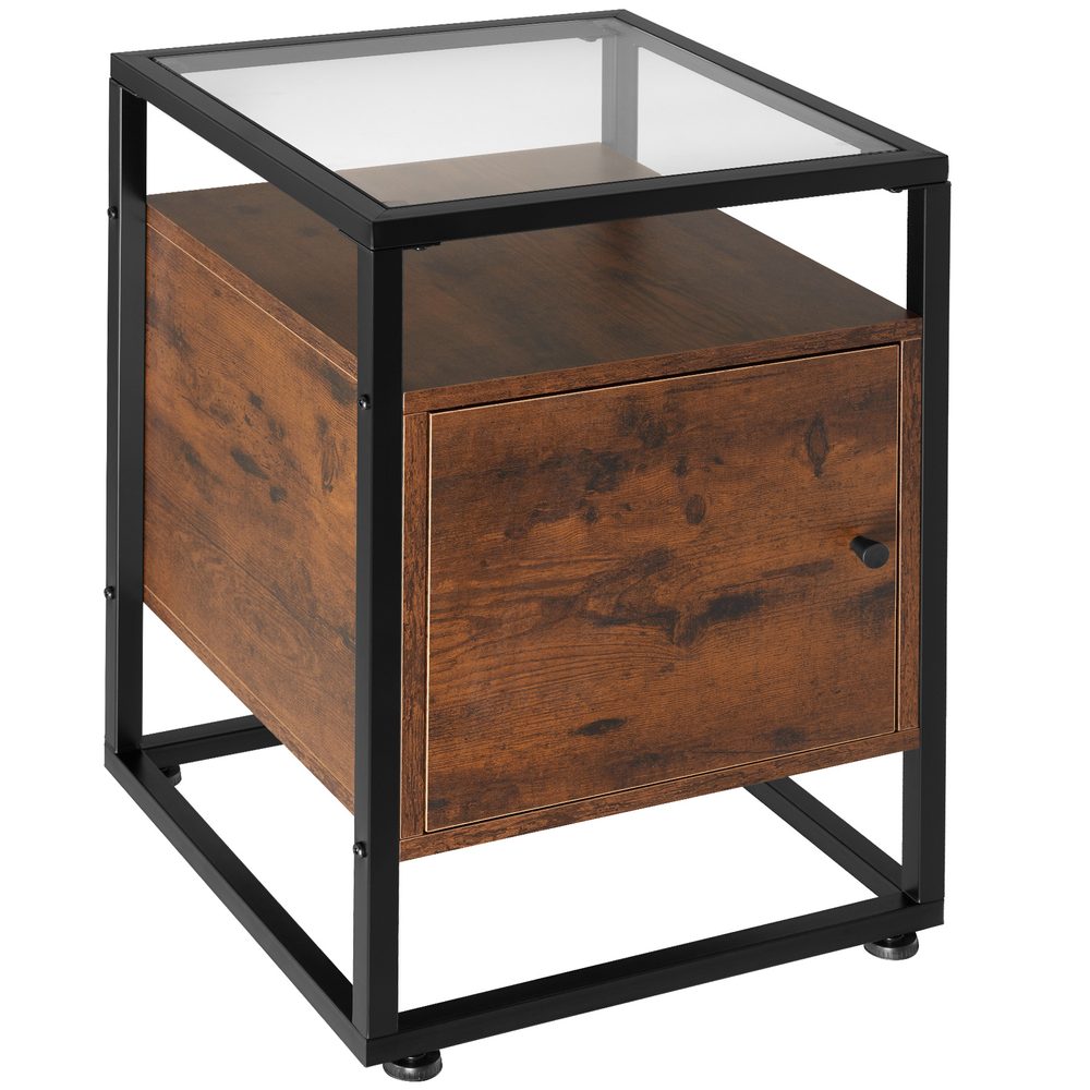 tectake 404682 noční stolek dudley 40x43x60,5cm - Industriální dřevo tmavé, rustikální - Industriální dřevo tmavé