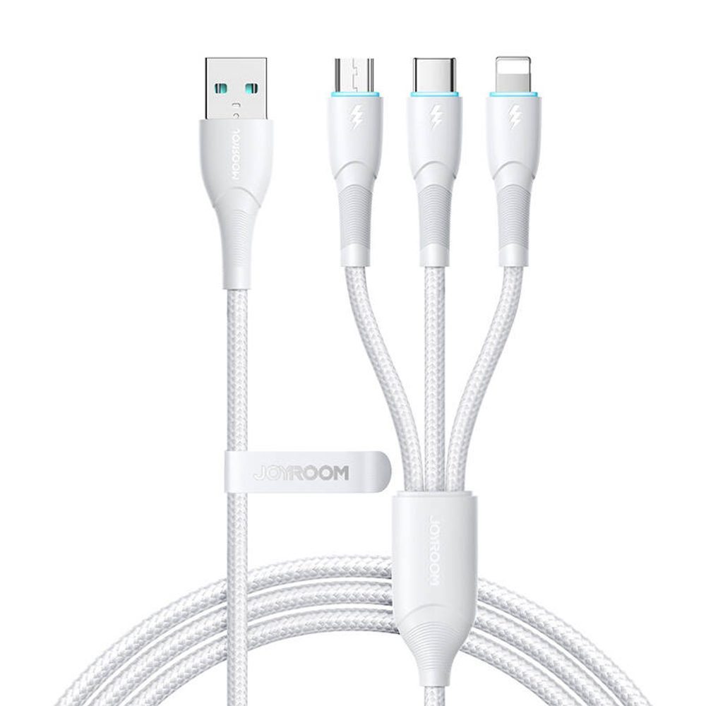 Joyroom Kabel 3v1 USB Joyroom Starry Series USB-A na + Lightning + Type-C + Micro, 1,2 m (bílý)