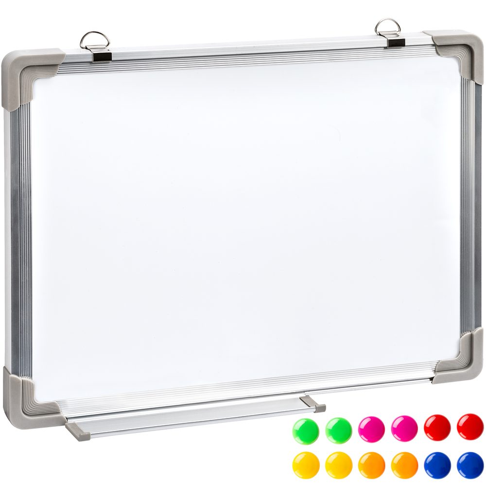 tectake 400814 magnetická tabule vč. 12-ti barevných magnetů - bílá - bílá
