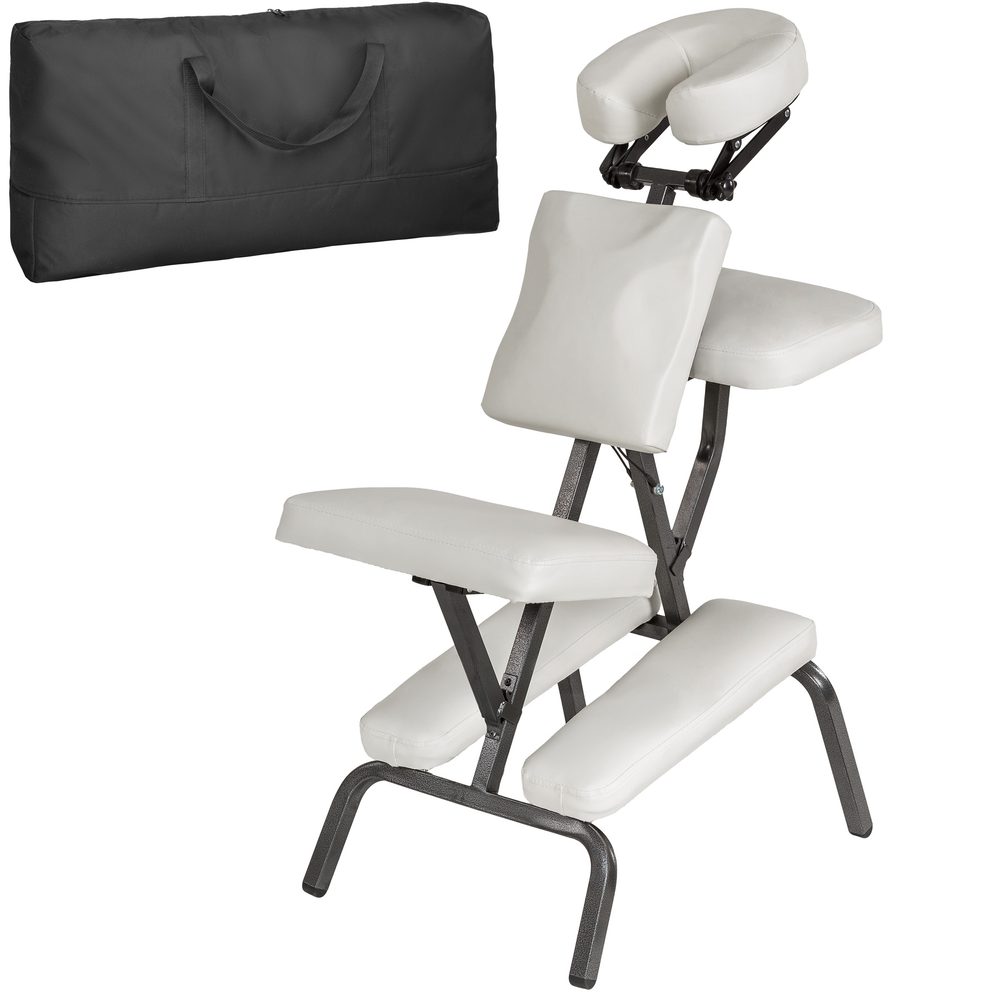 tectake 401183 masážní židle ze syntetické kůže - bílá - bílá