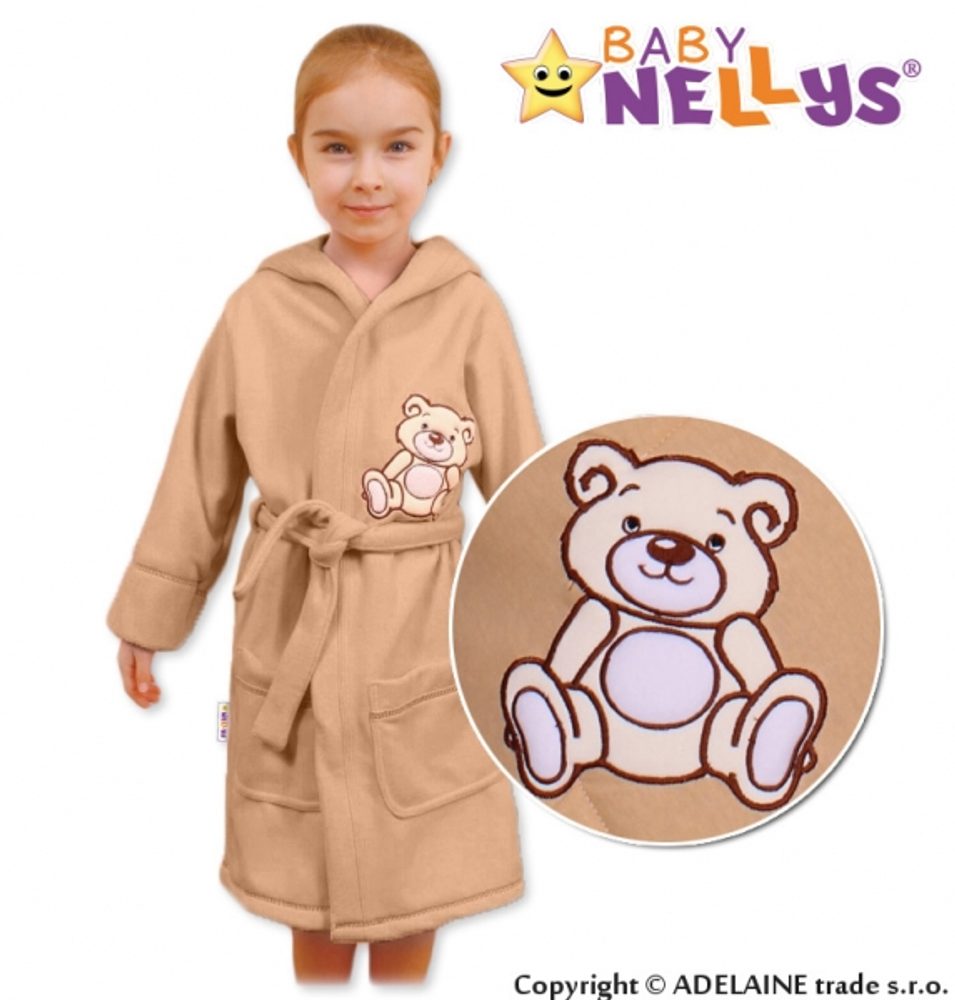 Baby Nellys Dětský župan - Medvídek Teddy Bear - béžový/kávový - 86 (12-18m) - 92 (18-24m)