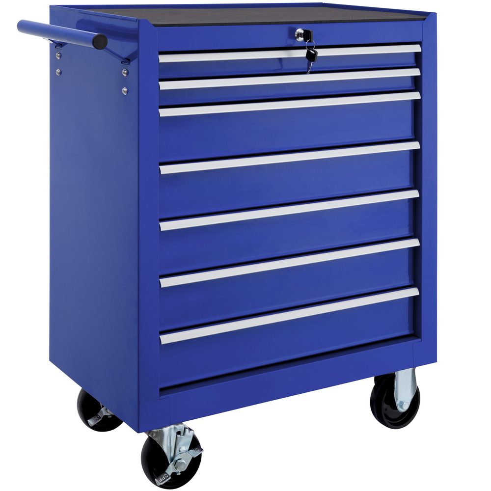 tectake 402799 dílenský vozík na nářadí se 7 zásuvkami - modrá - modrá