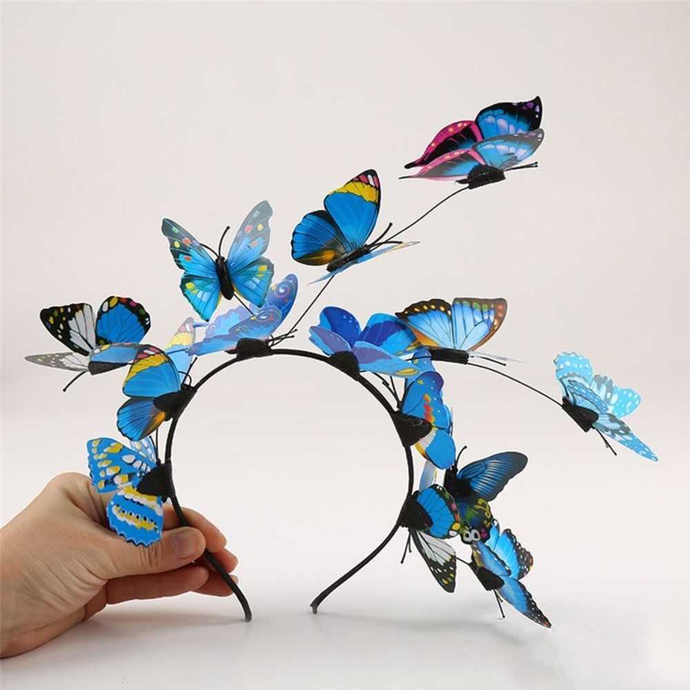 Levně Čelenka s motýlky - modrá