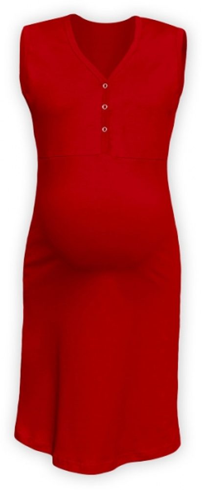 Jožánek JOŽÁNEK Těhotenská, kojící noční košile PAVLA bez rukávu - červená - L/XL