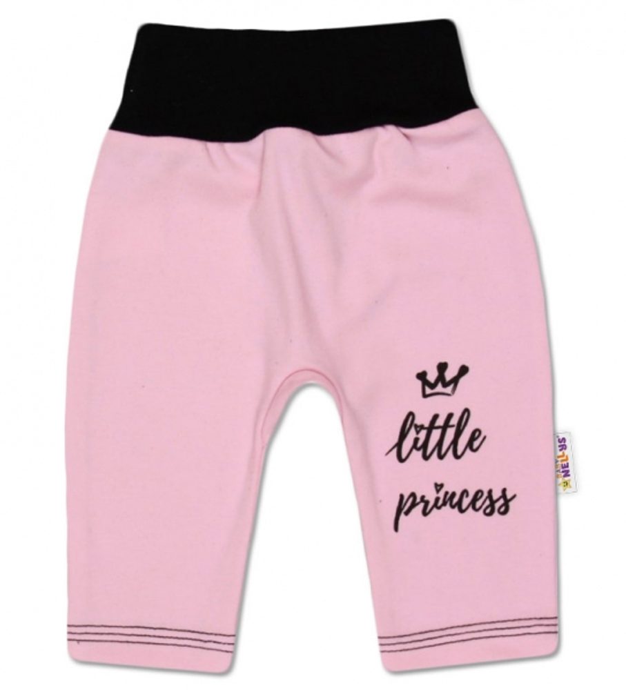 Baby Nellys Bavlněné tepláčky, růžové, vel. 68 - Little Princess - 74 (6-9m)