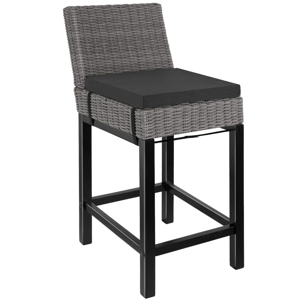 tectake 404800 ratanová barová židle latina - šedá - šedá