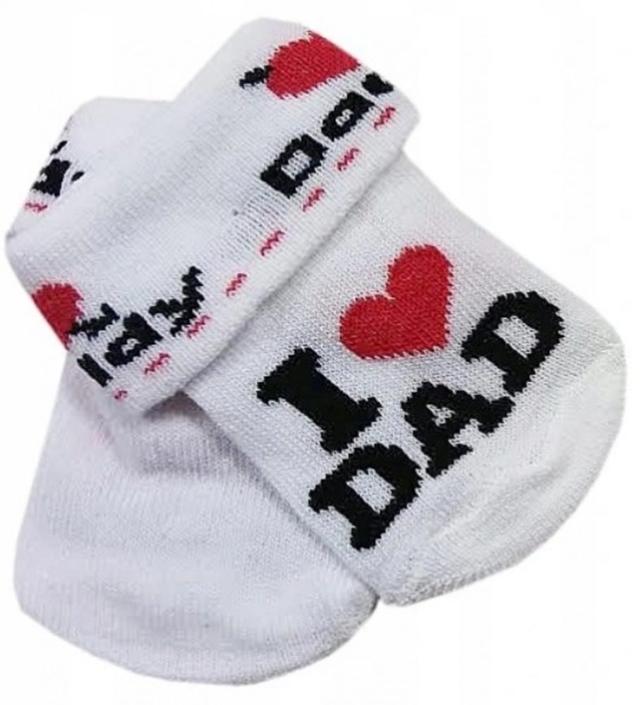 I love Kojenecké bavlněné ponožky I Love Dad, bílé s potiskem, vel. 80/86 - 80-86 (12-18m)