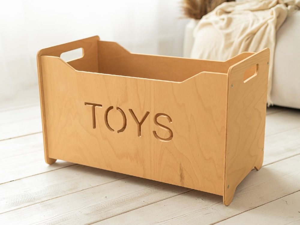 Woodisio Box na hračky TONI - Transparentní matný lak - Maxi