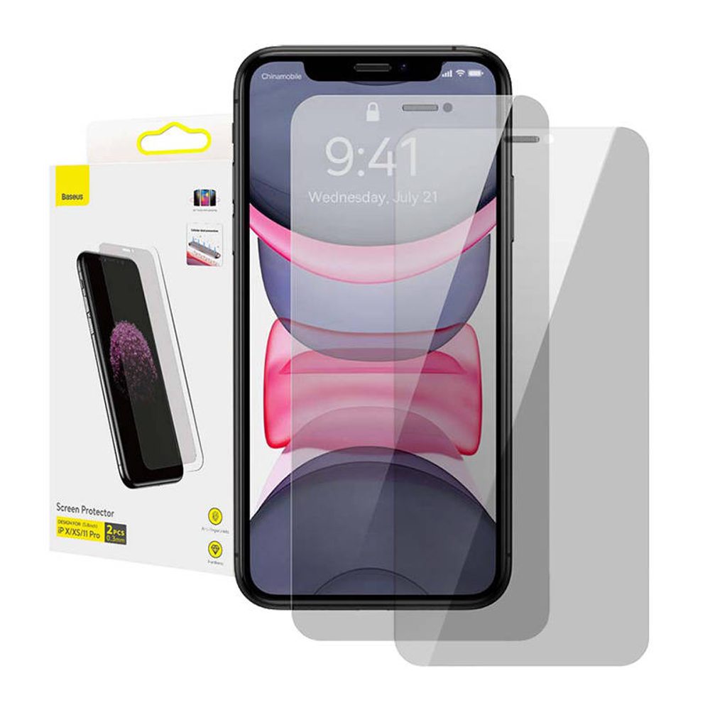 Baseus 0,3 mm tvrdené sklo na displej (2ks balenie) pre iPhone X/XS/11 pro 5,8 palca