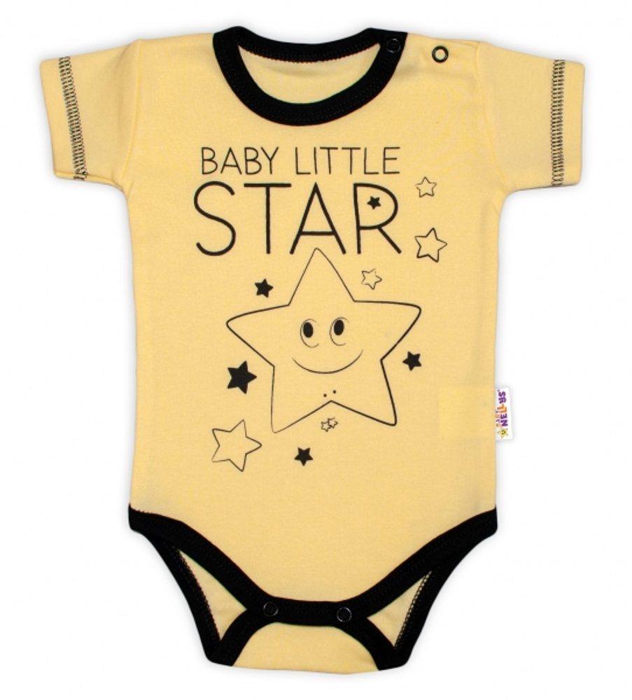 Baby Nellys Body krátký rukáv Baby Nellys, Baby Little Star - žluté, vel. 80 - 80 (9-12m)