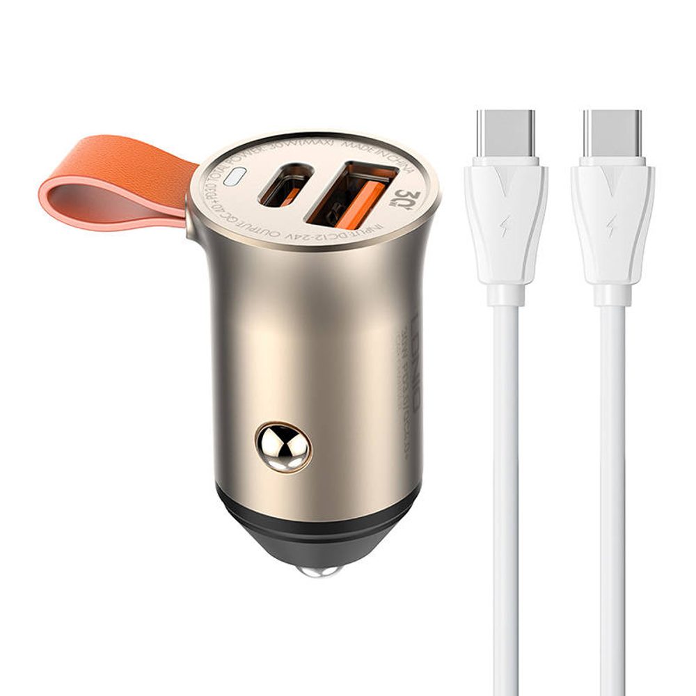 LDNIO C509Q USB, USB-C 30W Nabíječka do auta + kabel USB-C - USB-C