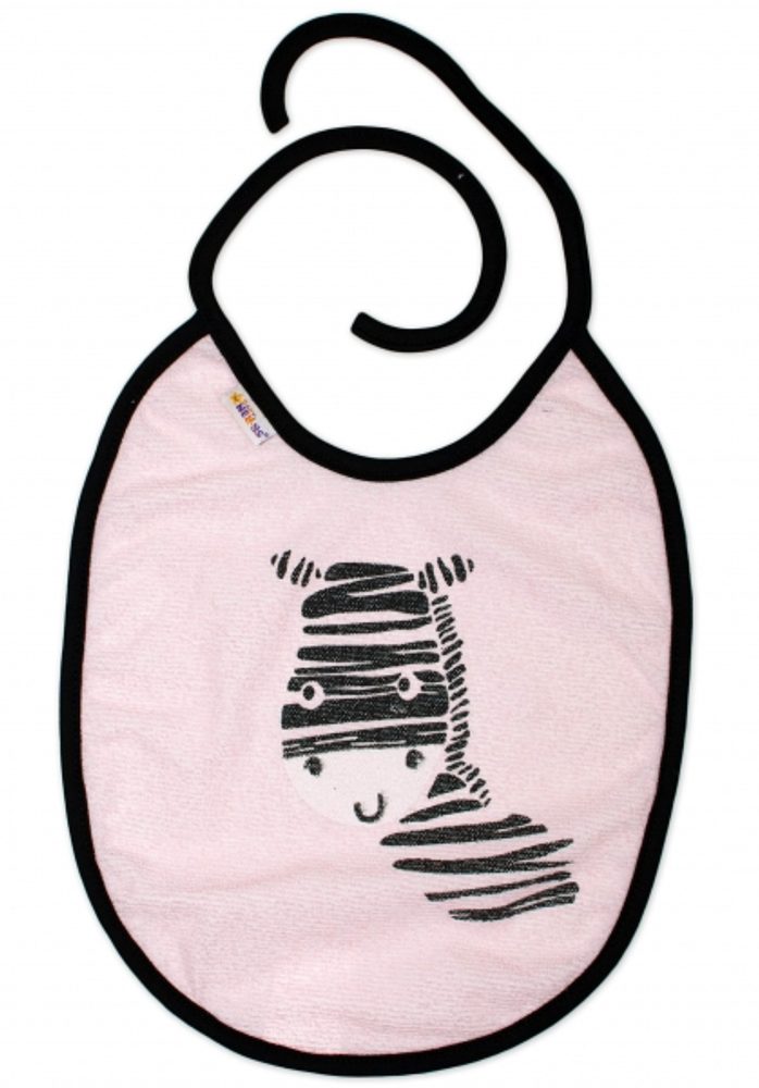 Baby Nellys Nepromokavý bryndáček Baby Nellys velký Zebra, 24 x 23 cm - růžová
