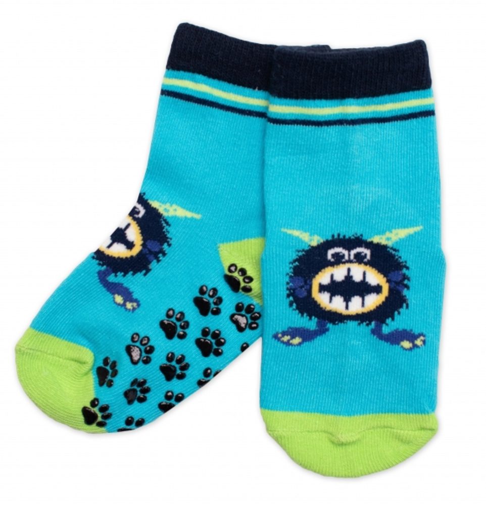 BN Dětské ponožky s ABS Příšerky - tyrkys - 27-30