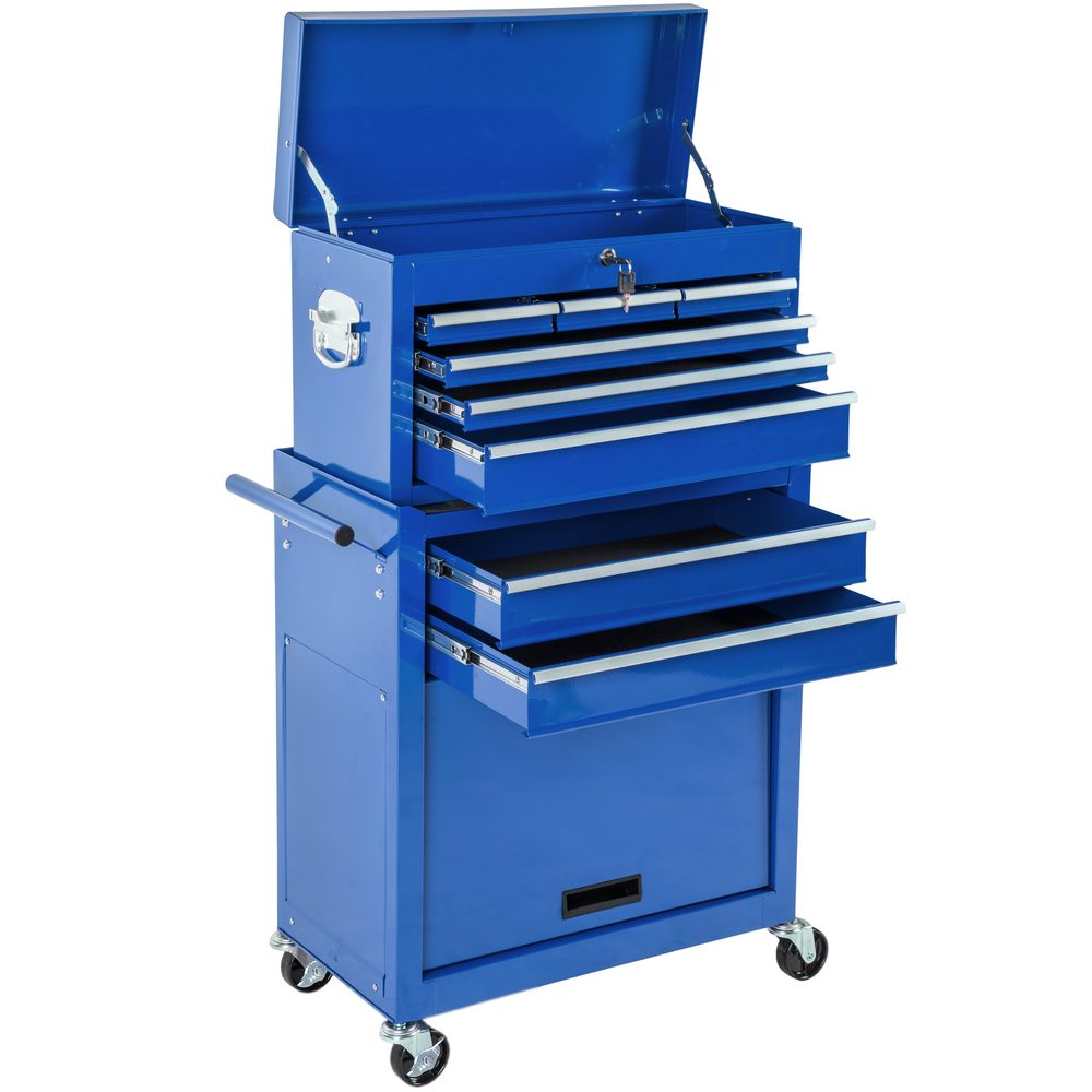 tectake 402803 dílenský vozík na nářadí s 10 zásuvkami - modrá - modrá