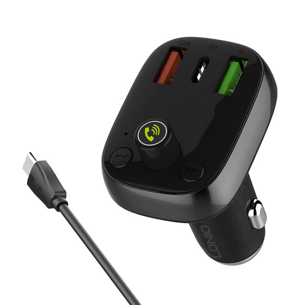 LDNIO Bluetooth C704Q 2USB, USB-C Vysílač FM + kabel USB-C