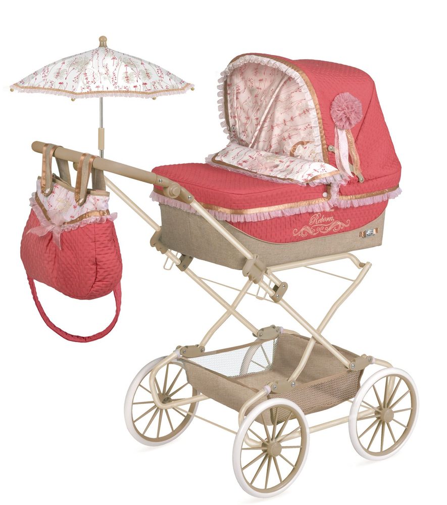 DeCuevas 82033 Skládací kočárek pro panenky REBORN se slunečníkem a doplňky Martina 2020 - 90 cm