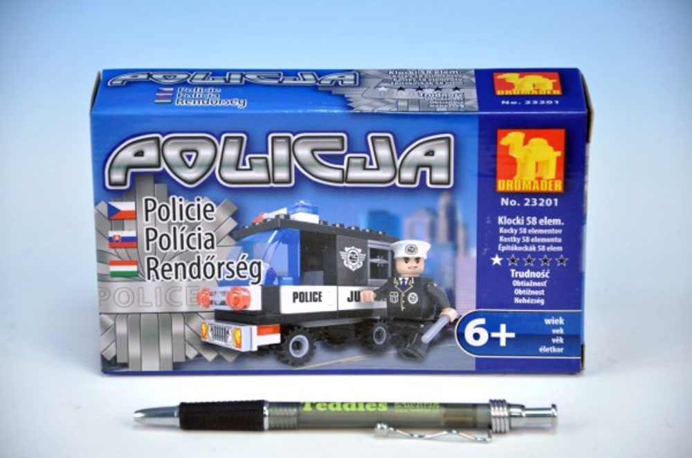 Popron.cz Stavebnice Dromader Policie Auto 23201 58ks v krabičce 17x10x4,5cm