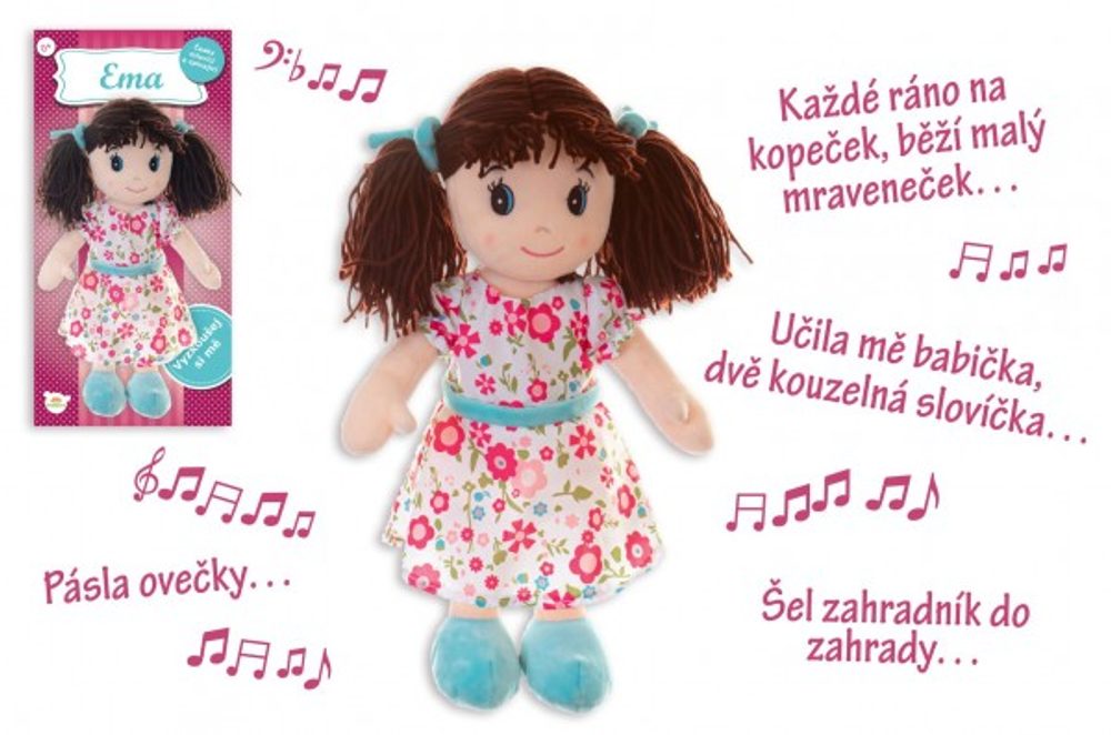 Teddies Panenka Ema hadrová plyš 40 cm česky mluvící a zpívající na kartě v sáčku 0+