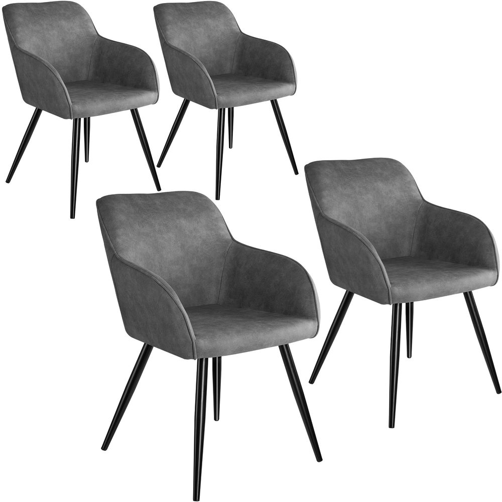 tectake 404063 4 židle marilyn stoff - šedo - černá - šedo - černá