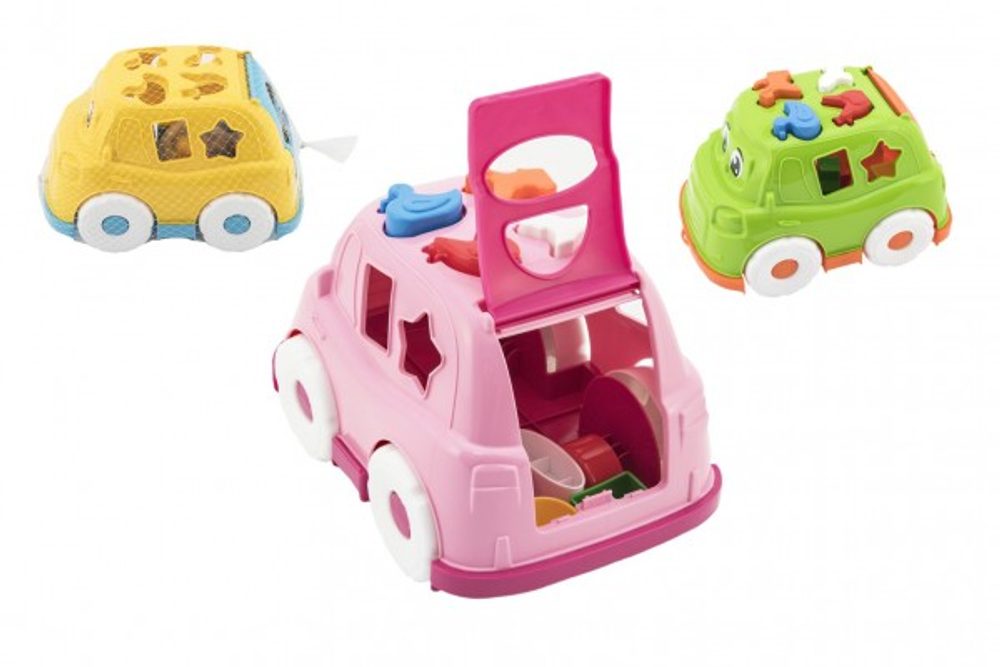 Teddies Auto vkládačka plast 24x17cm 3 barvy v síťce 12m+