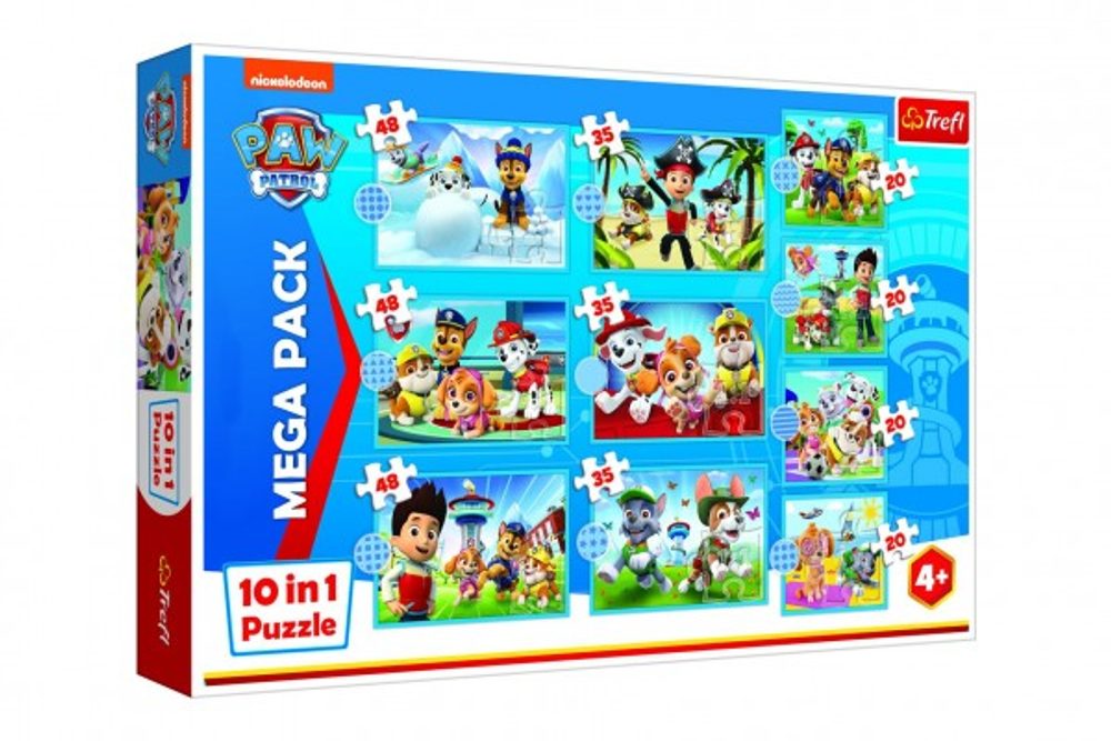 Trefl Puzzle Paw Patrol Tlapková Patrola 10v1 Spolehlivý tým v krabici 40x27x6cm