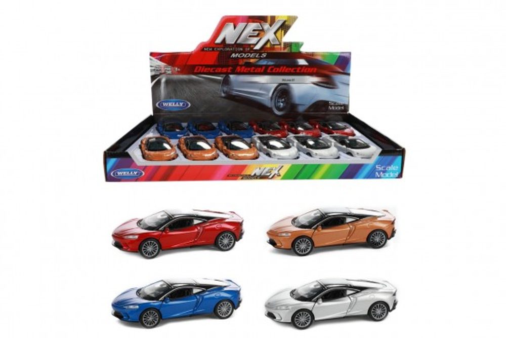 Teddies Auto Welly Mclaren GT kov/plast 11cm na zpětné natažení 4 barvy 12 ks v boxu