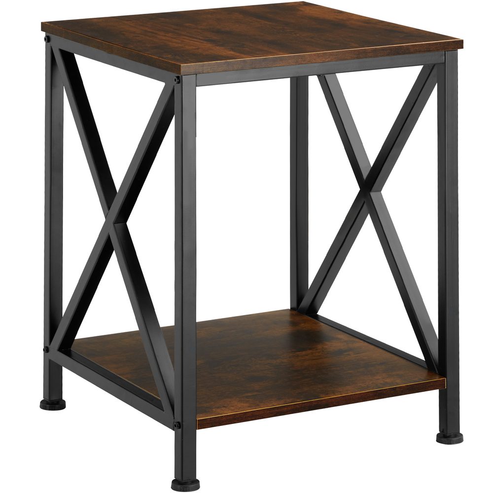 tectake 404358 odkládací stolek carlton 40,5x40,5x52,5cm - Industriální dřevo tmavé, rustikální - Industriální dřevo tmavé