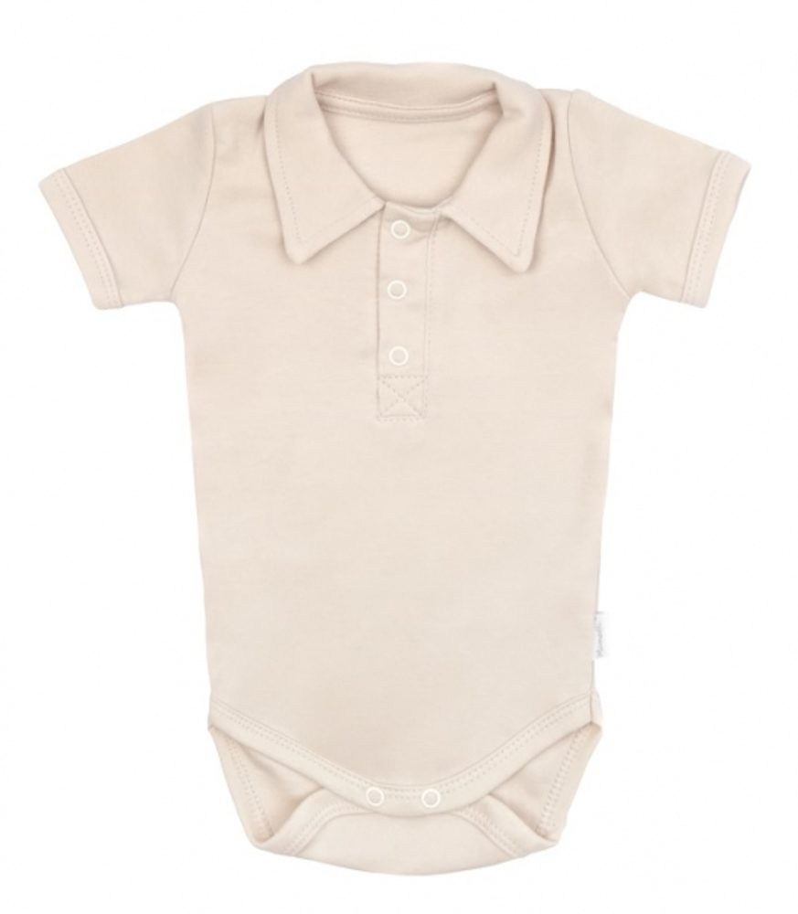 Mamatti Bavlněné body polo kr. rukáv, Baby Fox - béžové - 86 (12-18m)