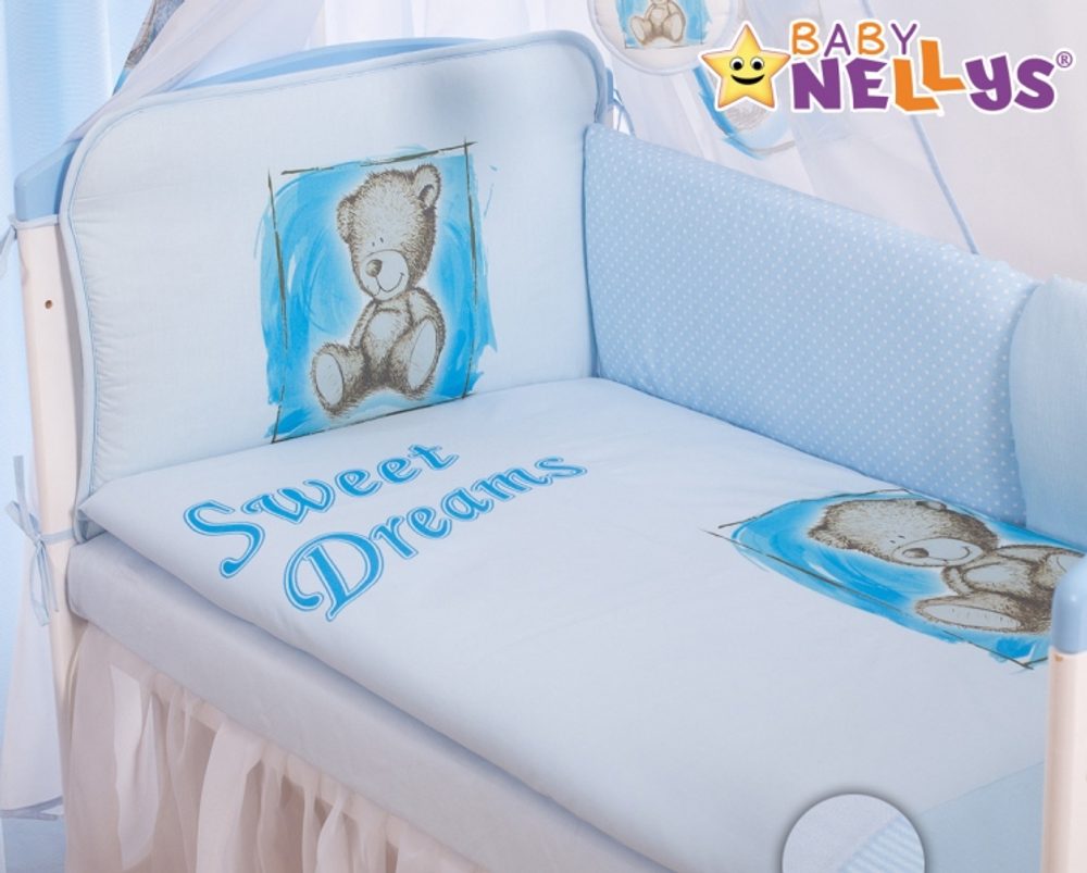 Baby Nellys Mantinel 360cm s povlečením Sweet Dreams by Teddy - modrý, Baby Nellys