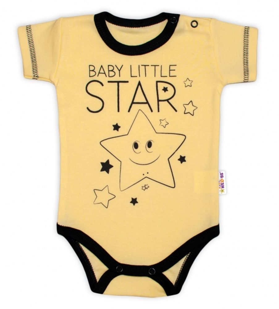 Baby Nellys Body krátký rukáv Baby Nellys, Baby Little Star - žluté, vel. 80 - 50 (0-1m)