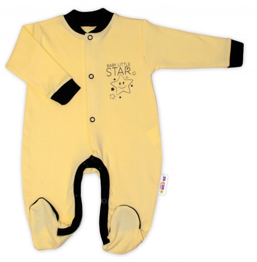 Baby Nellys Bavlněný overálek Baby Little Star - žlutý, vel. 86 - 56 (1-2m)