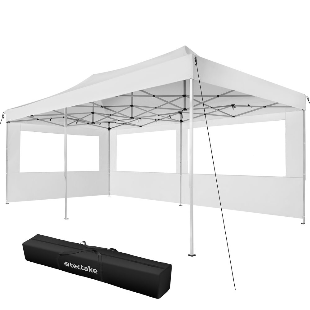 tectake 403158 skládací pavilon viola 3x6 m s 2 bočnicemi - bílá - bílá