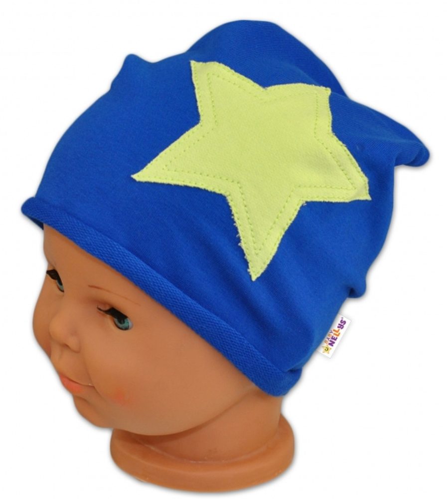 Baby Nellys Bavlněná čepička Stars Baby Nellys ® - tm. modrá